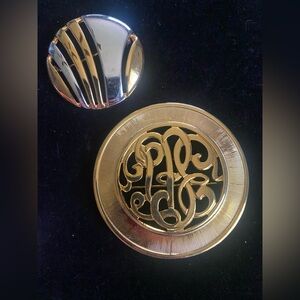 Vintage Silver and Gold Embellished Scarf Pins or Pendants one stamped Monet